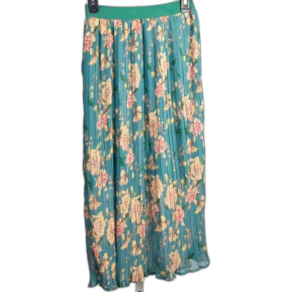L'Atiste by Amy Green Floral Pleated Fully Lined Maxi Skirt Size S - Picture 2 of 3